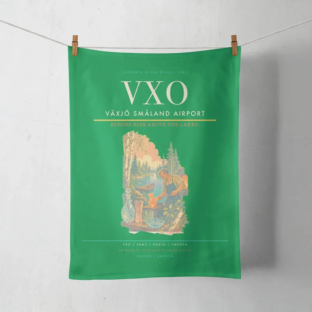 Växjö Småland Airport (VXO) design on green towel