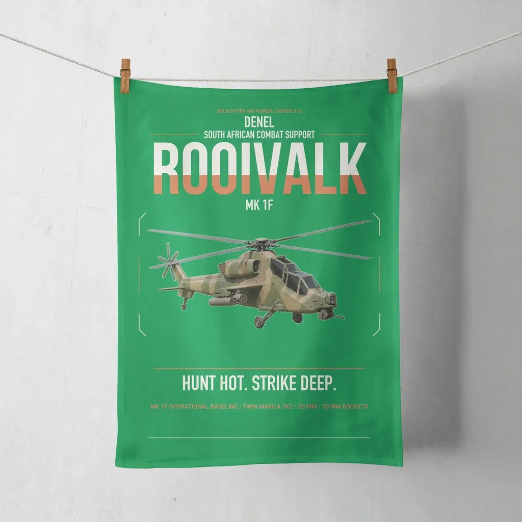 Denel Rooivalk Mk 1F design on green towel