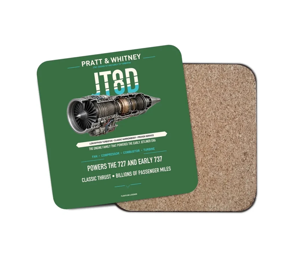 JT8D design on green 1 piece coaster