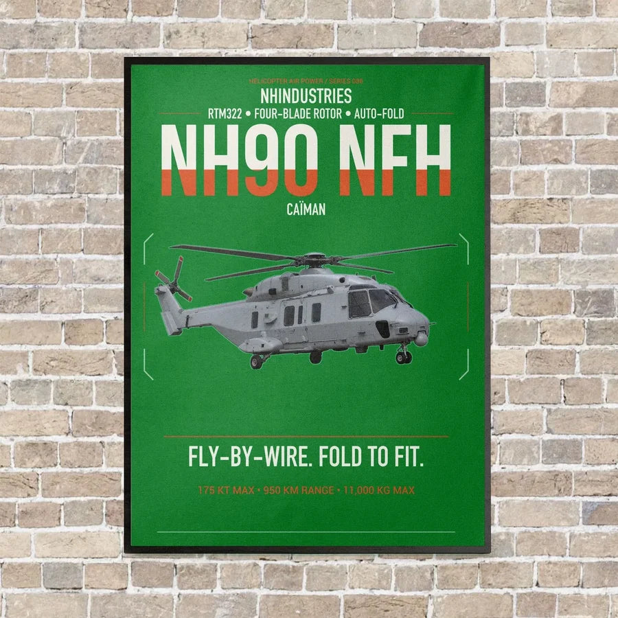 NHIndustries NH90 NFH Caïman vertical canvas print - framed - green background