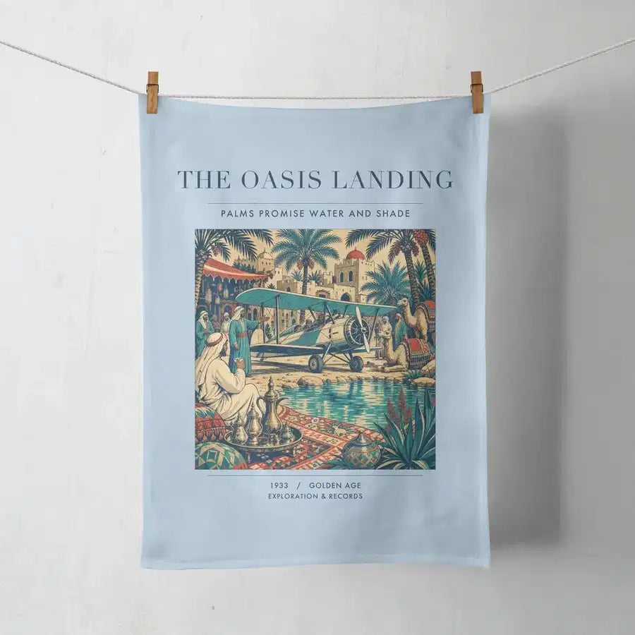 VINTAGE G4331 - The Oasis Landing - Designed Towels design on lightblue
