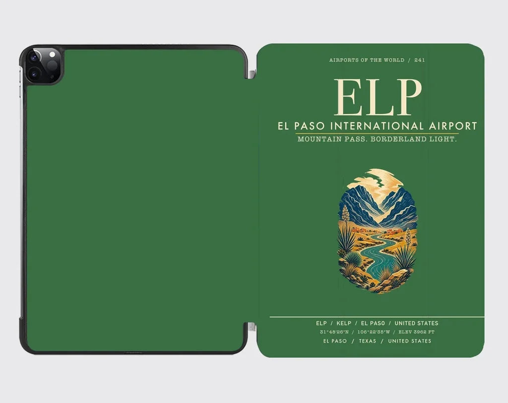 El Paso International Airport (ELP) design on green ipad tablet case