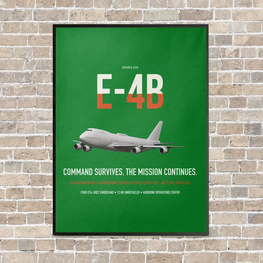 E-4B Nightwatch vertical canvas print - framed - green background
