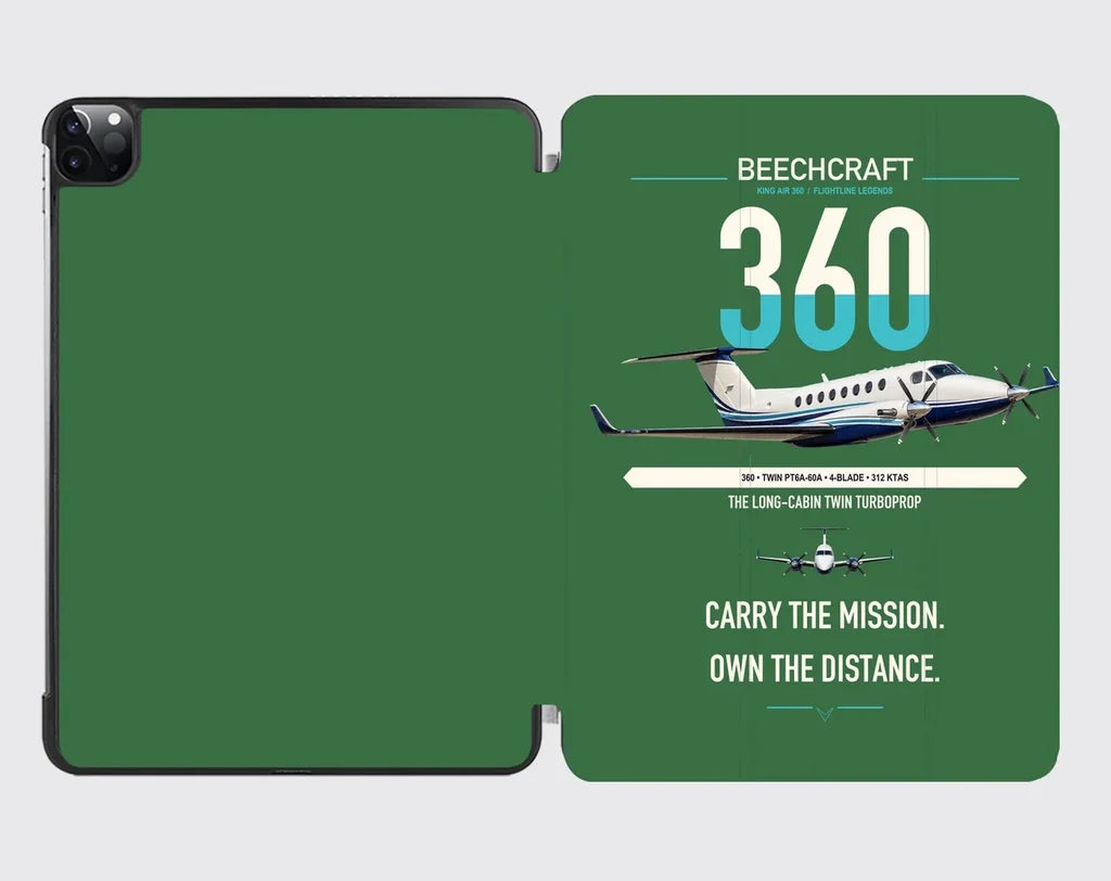 Beechcraft King Air 360 design on green ipad tablet case