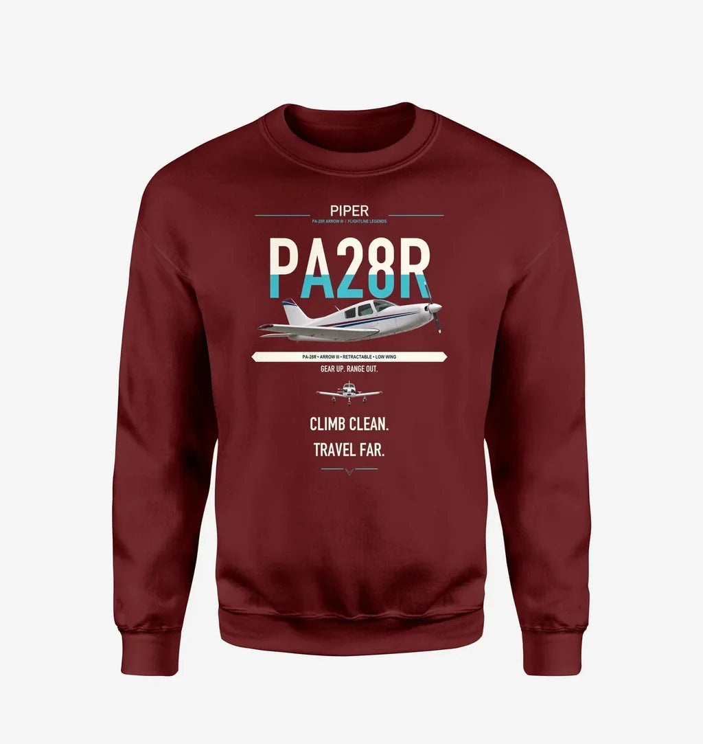 Piper PA-28R Arrow III design on wine red sweatshirt