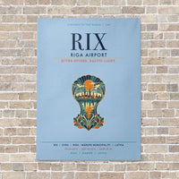 Thumbnail for Riga Airport RIX vertical canvas print - no frame - light blue background