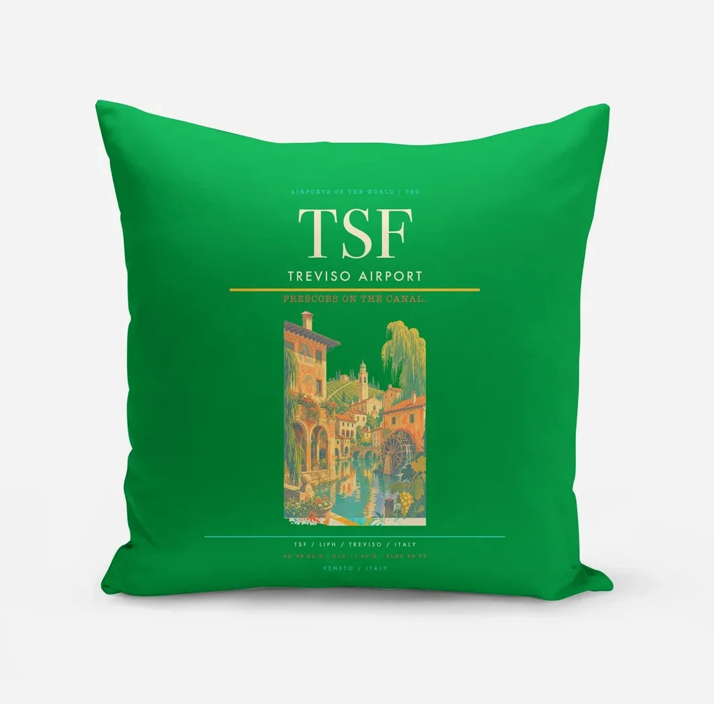 Treviso Airport (TSF) design on green pillow