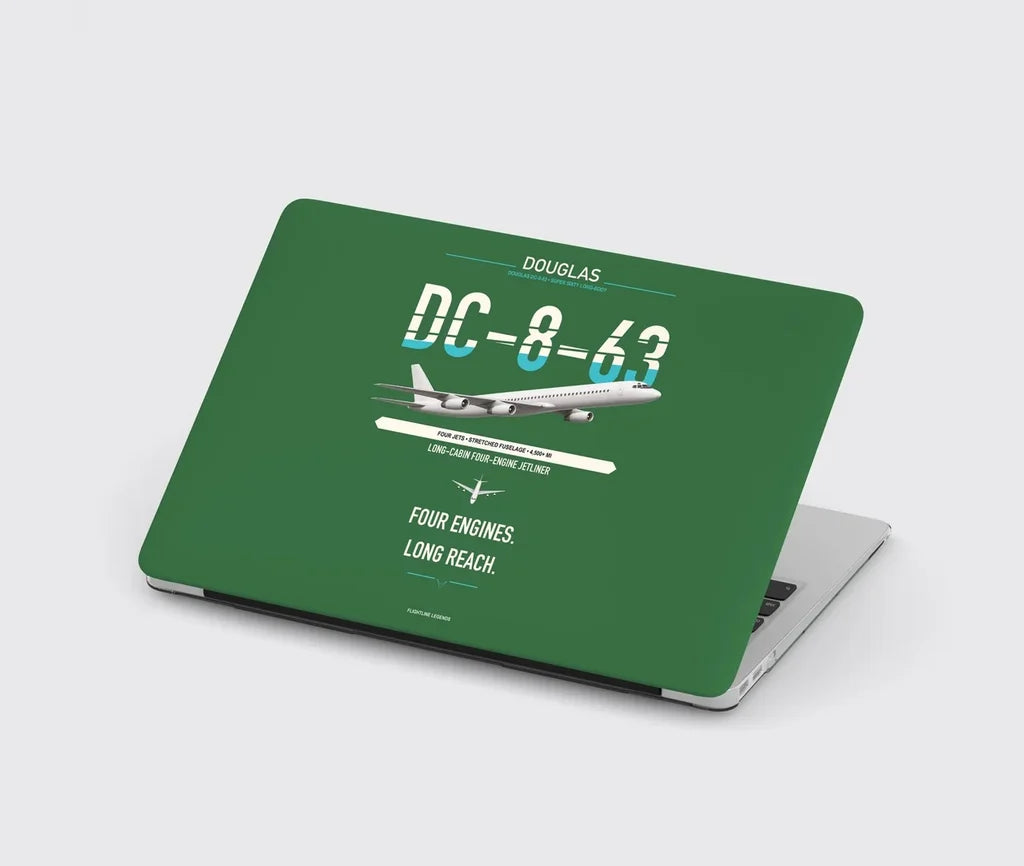 Douglas DC-8-63 design on green MacBook case