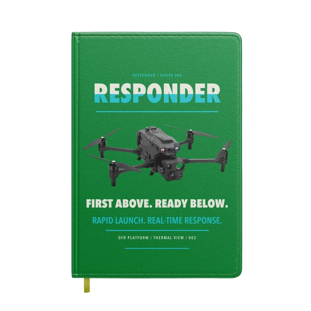 BRINC Responder design on green notebook