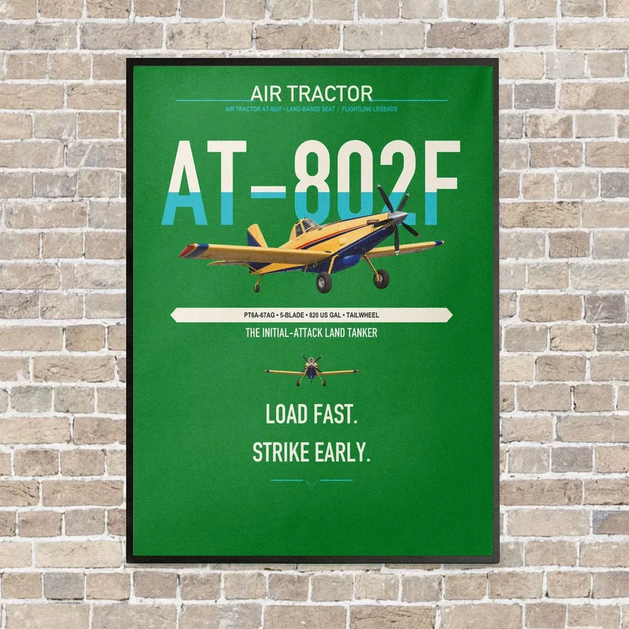Air Tractor AT-802F vertical canvas print - framed - green background