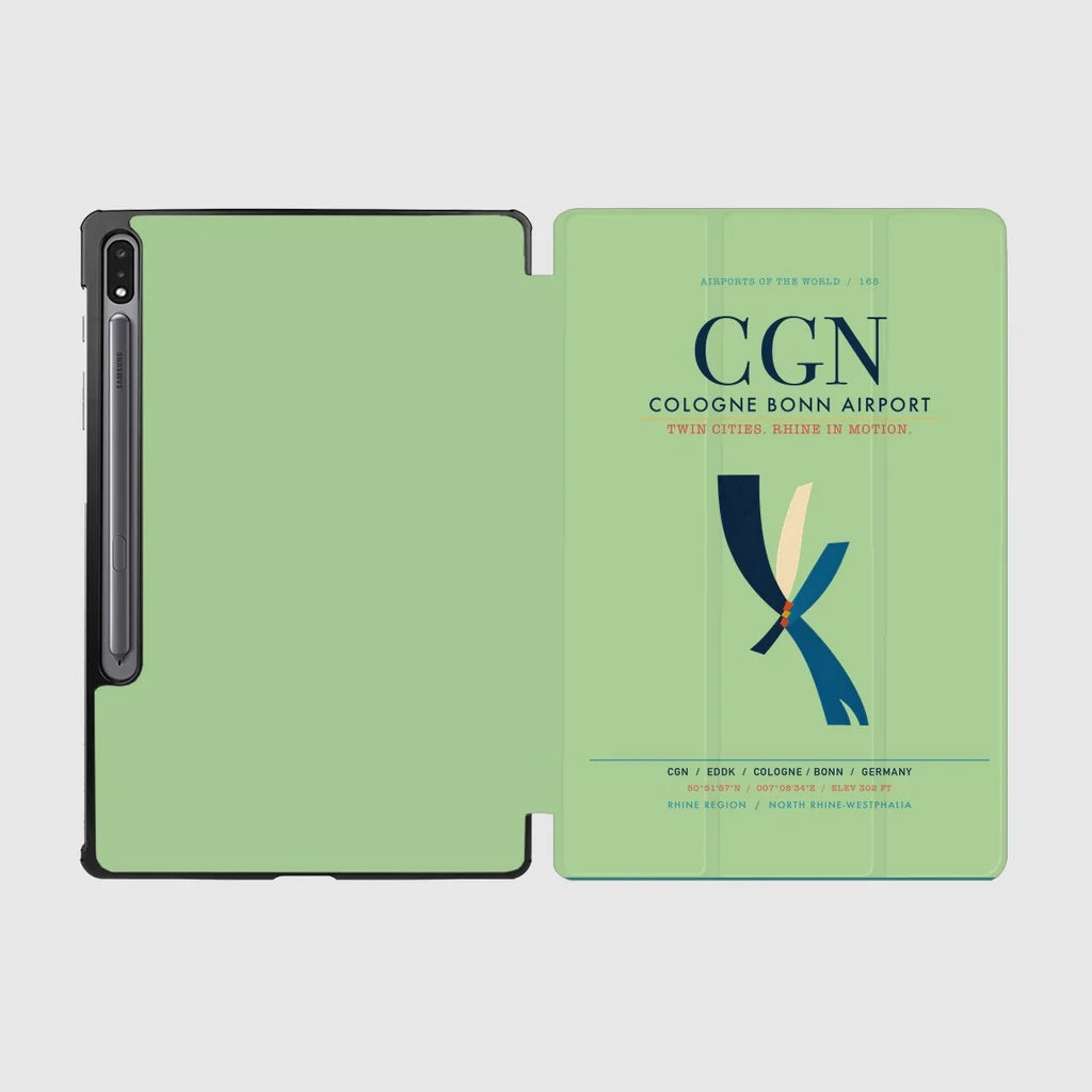 Cologne Bonn Airport (CGN) design on light green samsung tablet tablet case
