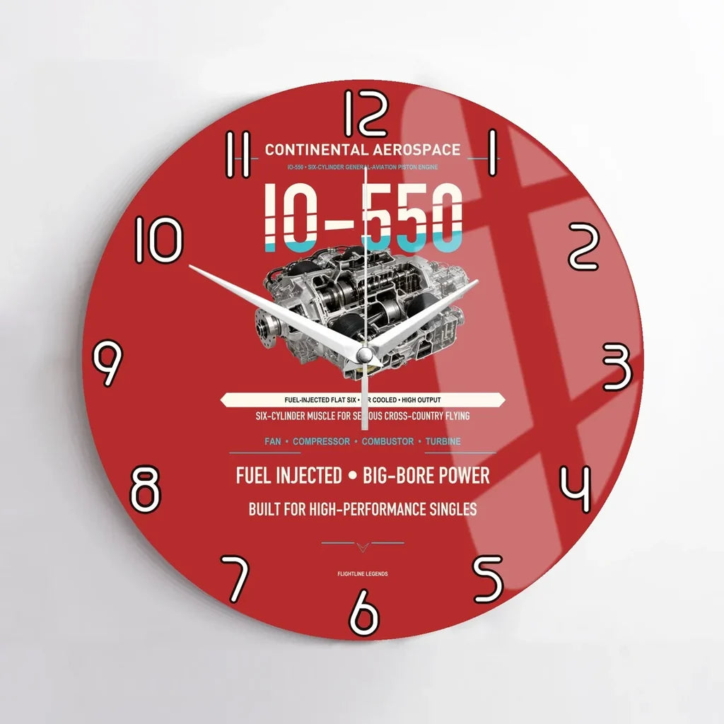 IO-550 design on red no frame wall clock