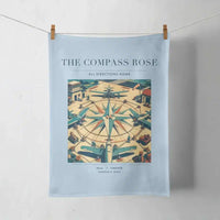 Thumbnail for VINTAGE G4139 - The Compass Rose - Designed Towels design on lightblue