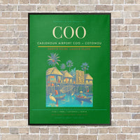 Thumbnail for Cadjehoun Airport COO — Cotonou vertical canvas print - framed - green background