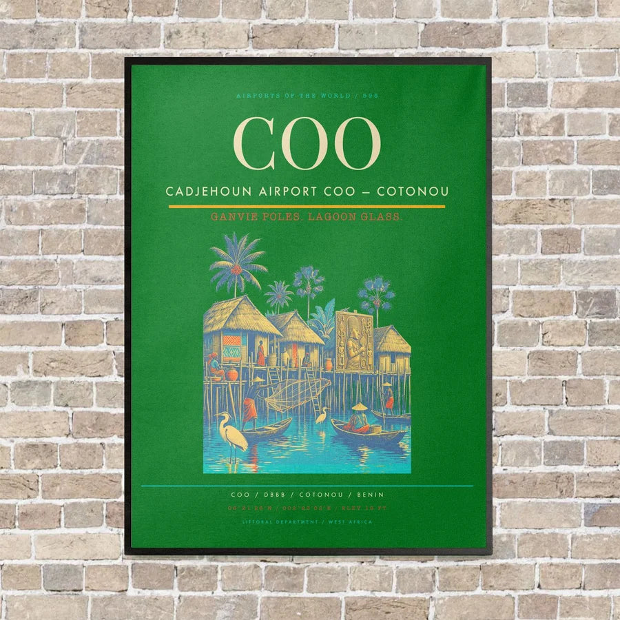 Cadjehoun Airport COO — Cotonou vertical canvas print - framed - green background