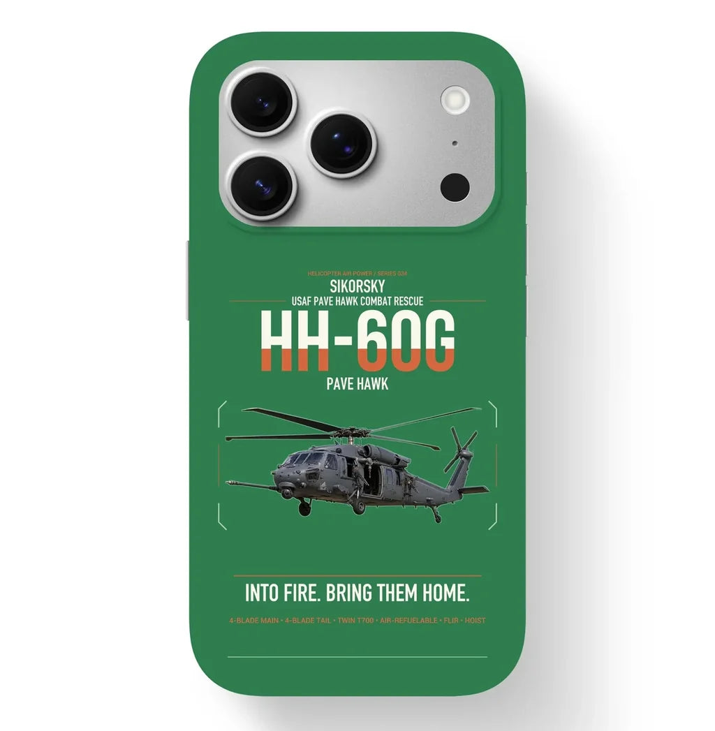 Sikorsky HH-60G Pave Hawk design on green magsafe iphone case, for iPhone 17 Pro