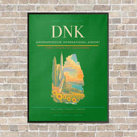 Thumbnail for Dnipropetrovsk International Airport DNK vertical canvas print - framed - green background