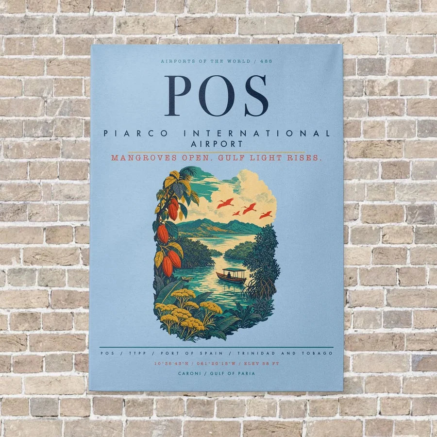 Piarco International Airport POS vertical canvas print - no frame - light blue background
