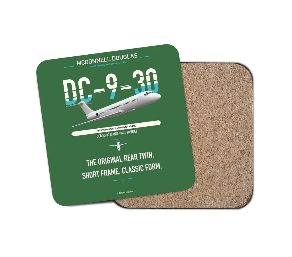 McDonnell Douglas DC-9-30 design on green 1 piece coaster