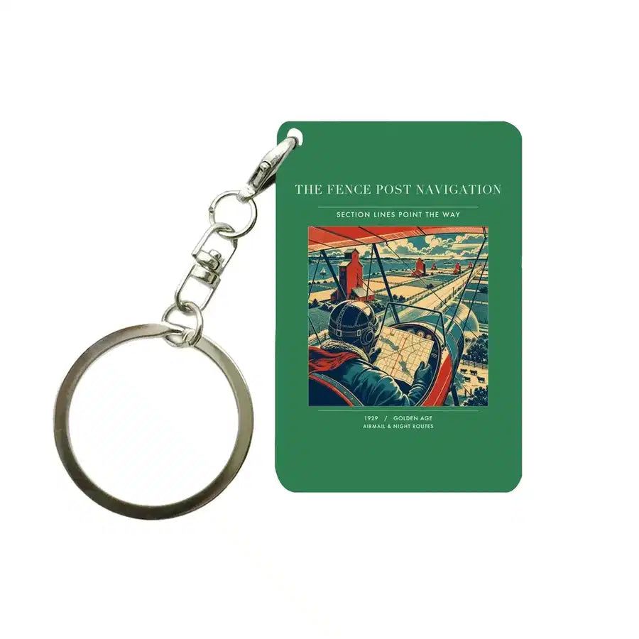 VINTAGE G4390 - The Fence Post Navigation - Designed Key Chain design on green
