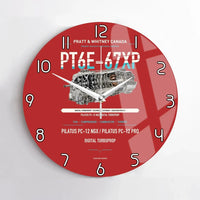 Thumbnail for PT6E-67XP design on red no frame wall clock