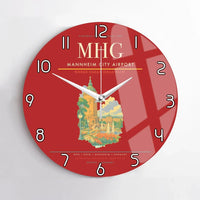 Thumbnail for Mannheim City Airport (MHG) design on red no frame wall clock