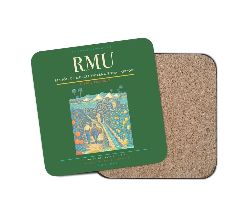 Región de Murcia International Airport (RMU) design on green 1 piece coaster