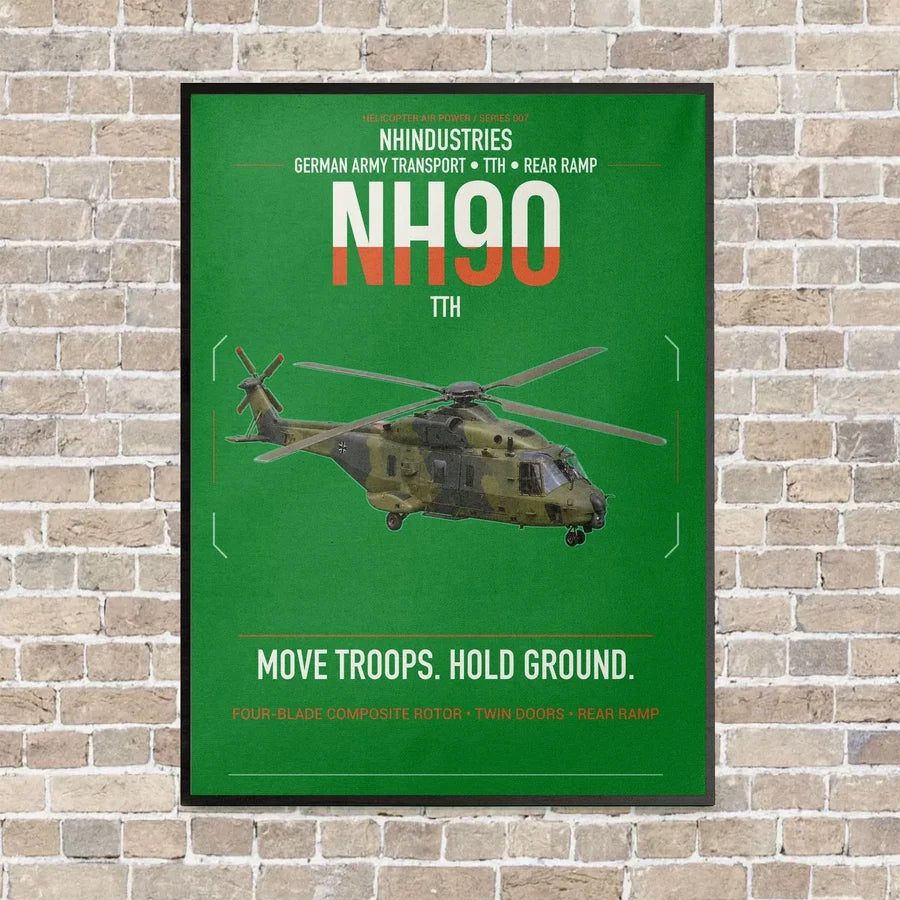 NHIndustries NH90 TTH vertical canvas print - framed - green background