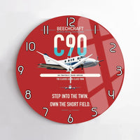 Thumbnail for Beechcraft King Air C90 design on red no frame wall clock