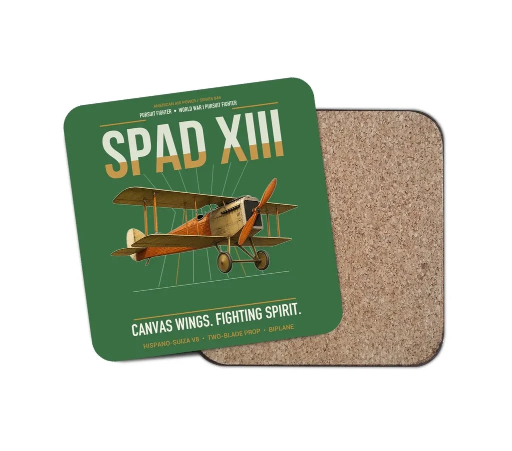 SPAD XIII design on green 1 piece coaster