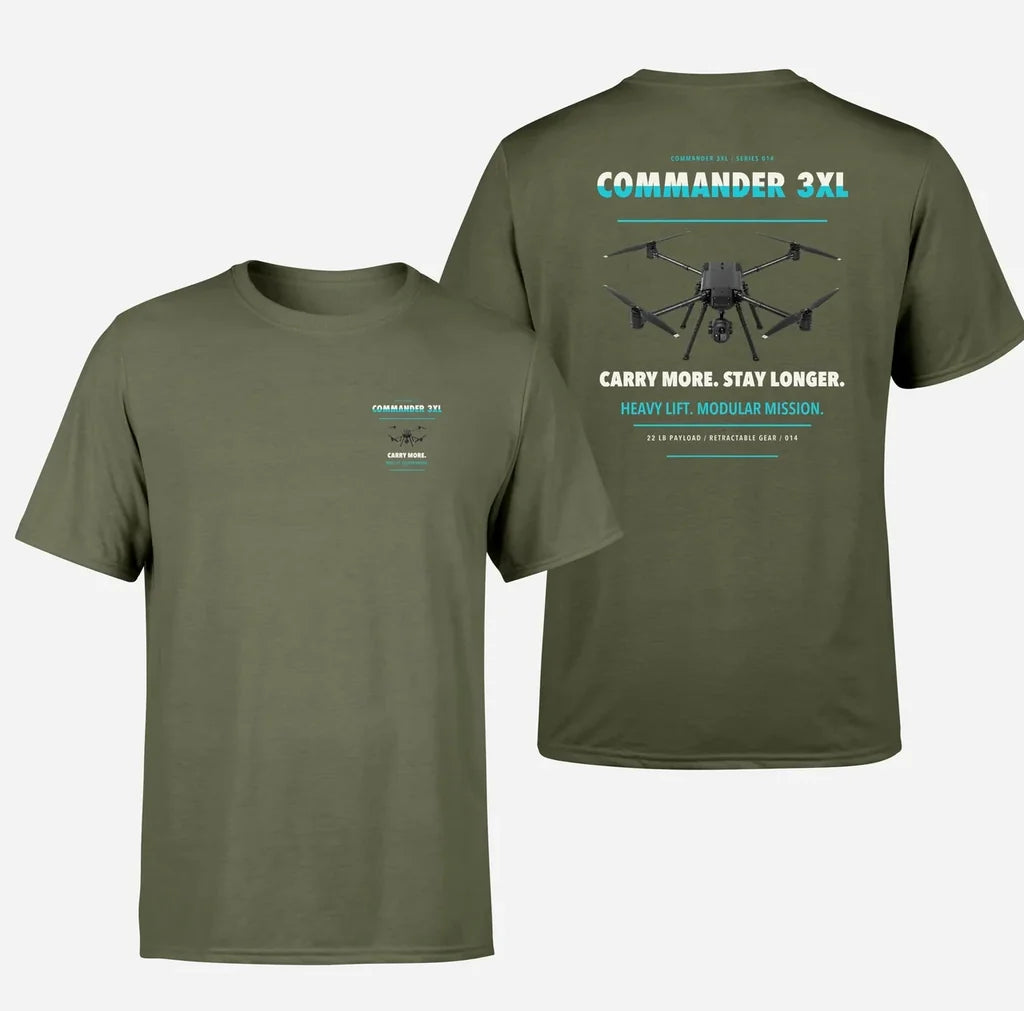 Draganfly Commander 3XL design on green army t shirt