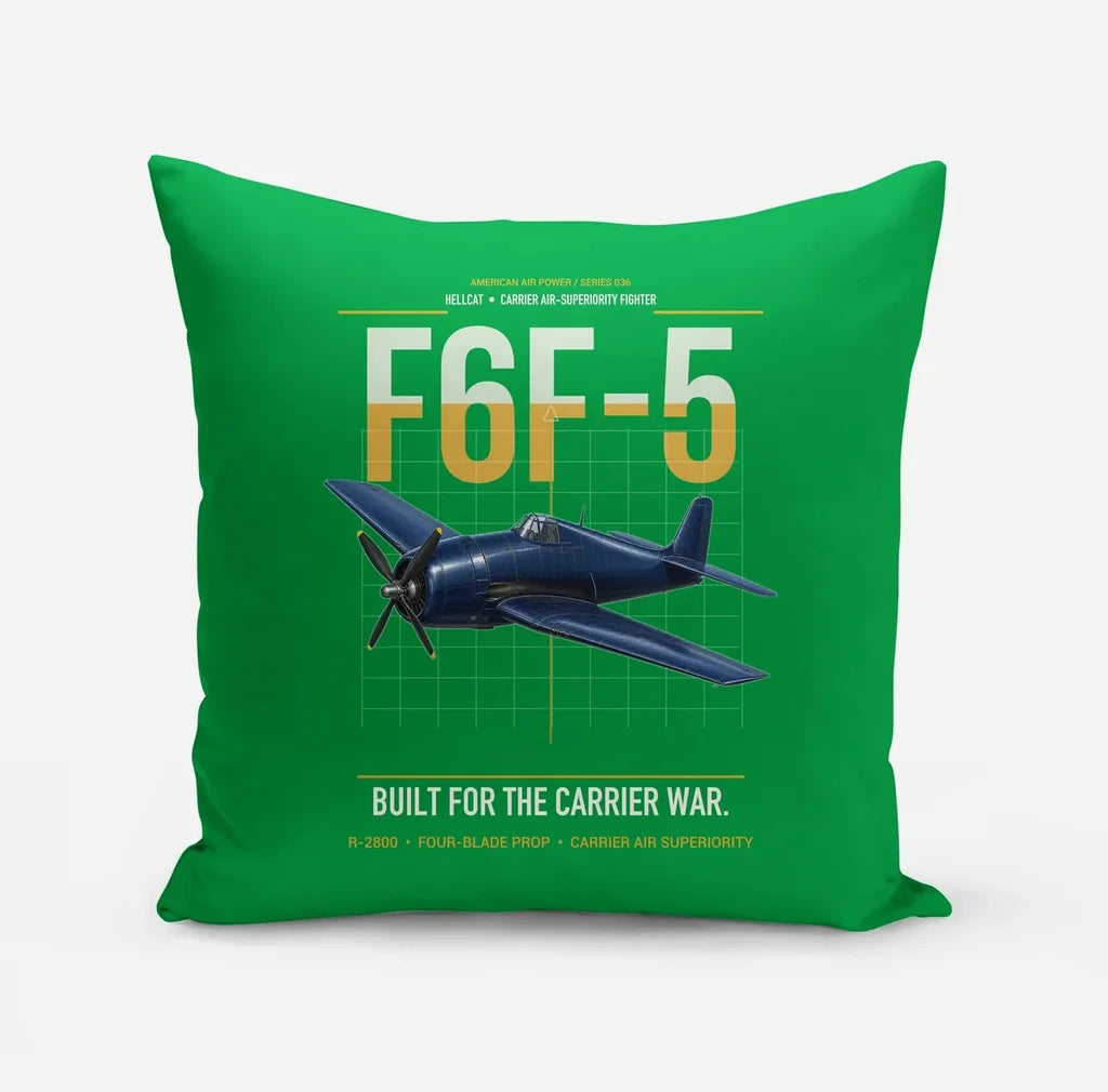 F6F-5 Hellcat design on green pillow