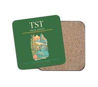 Thumbnail for Trang Airport (TST) design on green 1 piece coaster