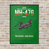 Thumbnail for Boeing MH-47G Chinook vertical canvas print - framed - green background