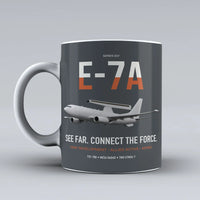 Thumbnail for E-7A Wedgetail design on gray ceramic mug, double-side print