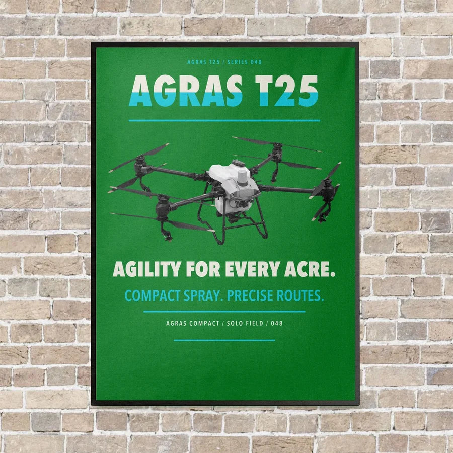 DJI Agras T25 vertical canvas print - framed - green background