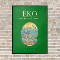 Thumbnail for Elko Regional Airport EKO vertical canvas print - framed - green background