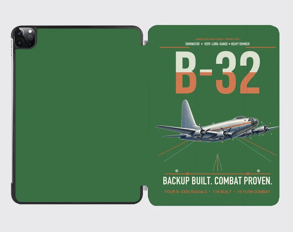 B-32 Dominator design on green ipad tablet case