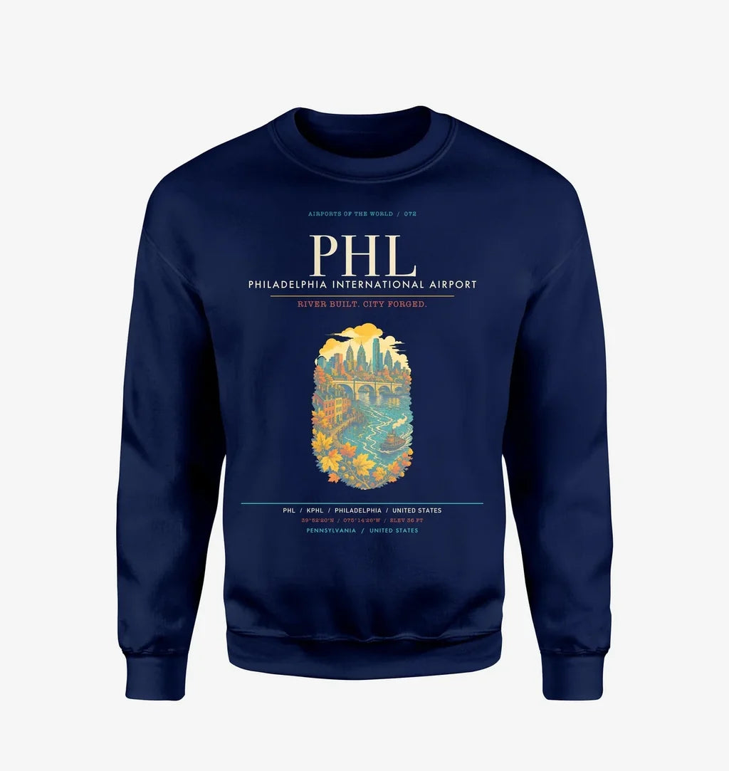 Philadelphia International Airport PHL Sweatshirt - Navy Blue