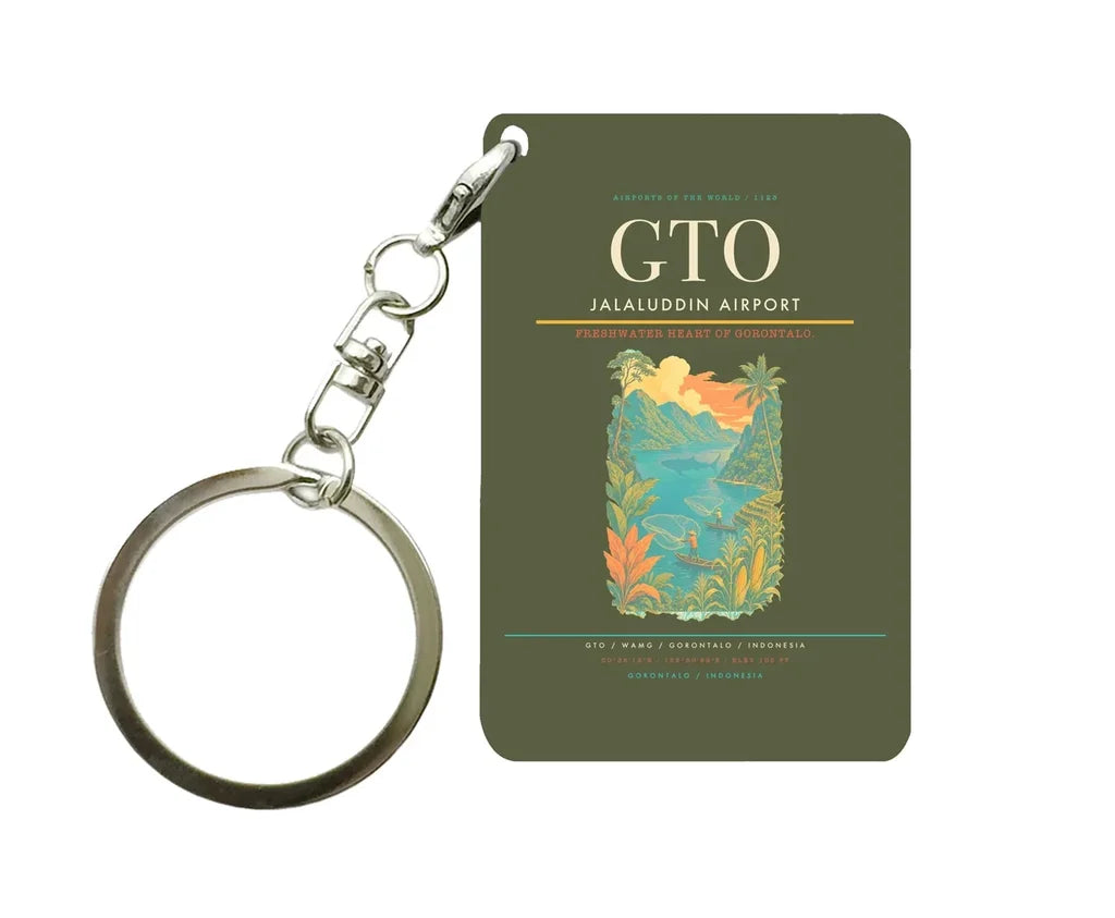 Jalaluddin Airport (GTO) design on green army key chain