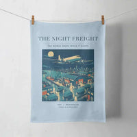 Thumbnail for VINTAGE G4111 - The Night Freight - Designed Towels design on lightblue