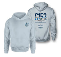 Thumbnail for Cessna 152 design on light blue double-side hoodie, double-side print