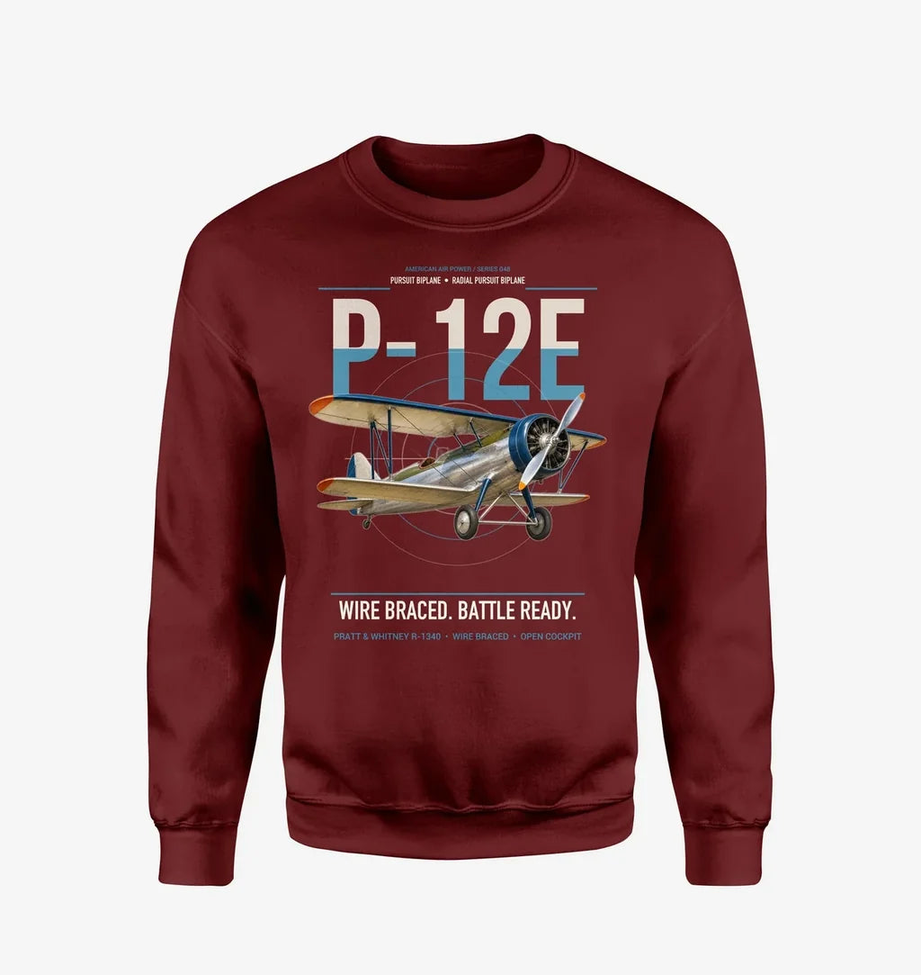 Boeing P-12E design on wine red sweatshirt