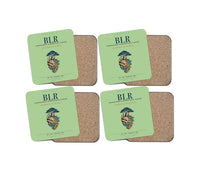 Thumbnail for Kempegowda International Airport Bengaluru (BLR) design on light green 4 pieces set coaster