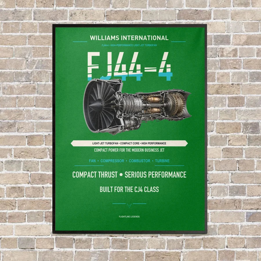 FJ44-4 vertical canvas print - framed - green background