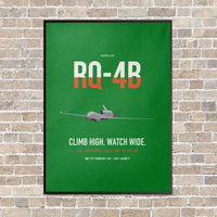 Thumbnail for RQ-4B Global Hawk vertical canvas print - framed - green background