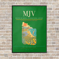 Thumbnail for Región de Murcia International Airport MJV vertical canvas print - framed - green background