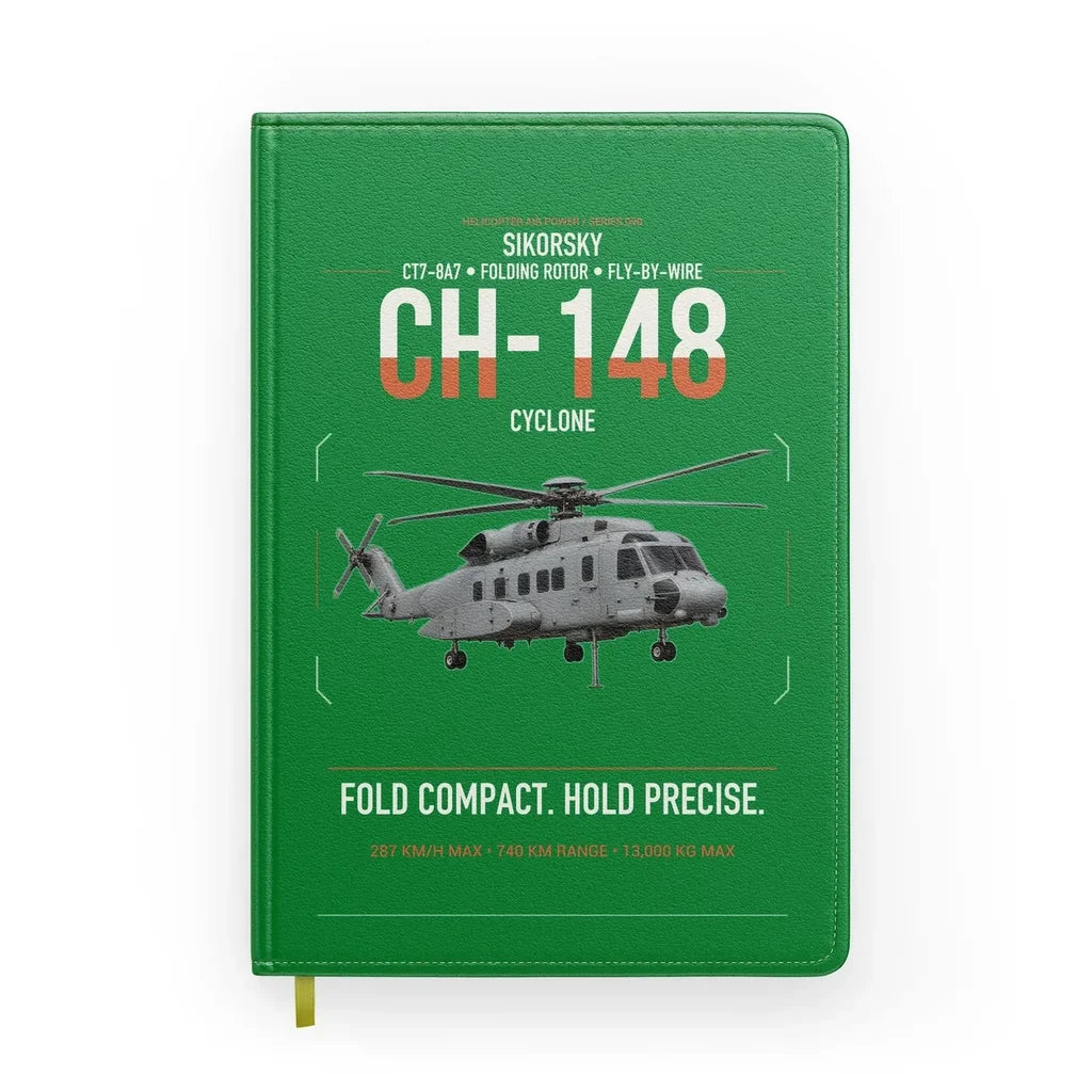 Sikorsky CH-148 Cyclone design on green notebook