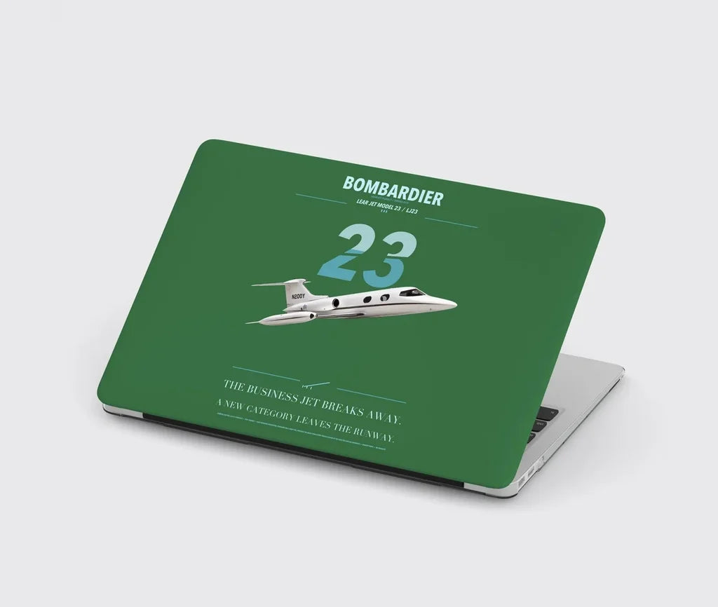 Bombardier Learjet 23 design on green MacBook case