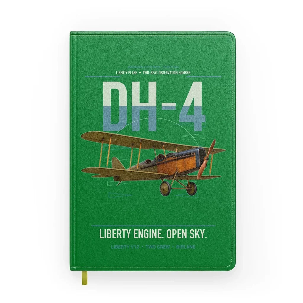 Airco DH-4 Liberty Plane design on green notebook